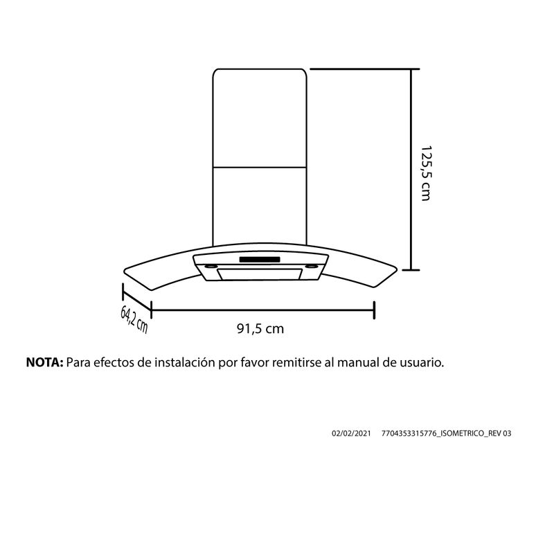 Campana Isla Inox 90 cm 4 velocidades Haceb - Haceb