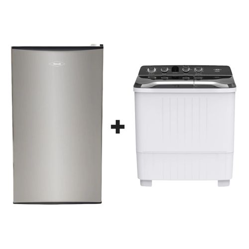 Lavadora Semiauto 7kg blanca + Minibar 95lt Inox