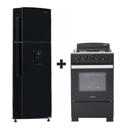 Combo Cocina familiar: Nevera 311 Lts Negra + Estufa Romero Torre 50 cms GN