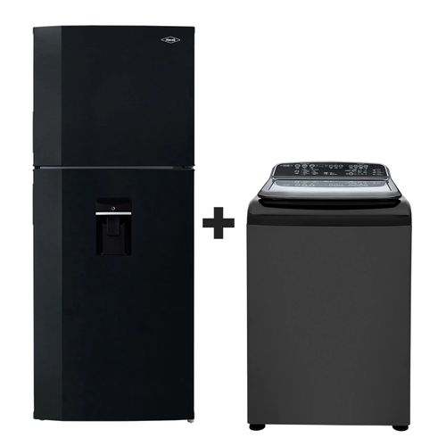 Combo Hogar en expansión: Nevera 404 Lts Inverter + Lavadora 16 Kg Negra