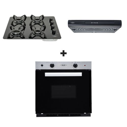 Combo Hogar funcional: Estufa de empotrar Cristal 60x43 + Campana Tofu 3V + Horno Mixto 60cm GN 120V