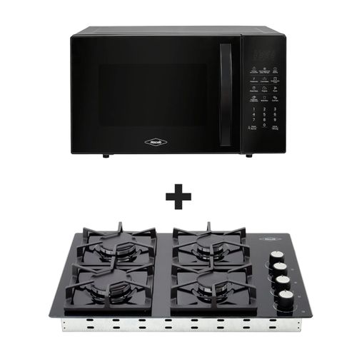 Combo Recetas rápidas: Estufa de empotrar Cristal 60X43 cm GN + Horno microondas 0.7 lts Blanco