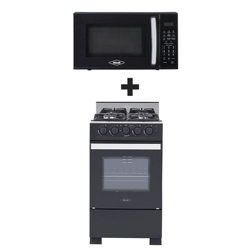Combo Estilo: Estufa Romero Cristal 50 cms GN + Horno microondas 0.7 lts Negro