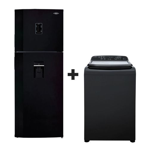 Combo Familia XL: Nevera 448 Lts Negro cósmico Inverter + Lavadora IVY 18 Kg Panel Digital