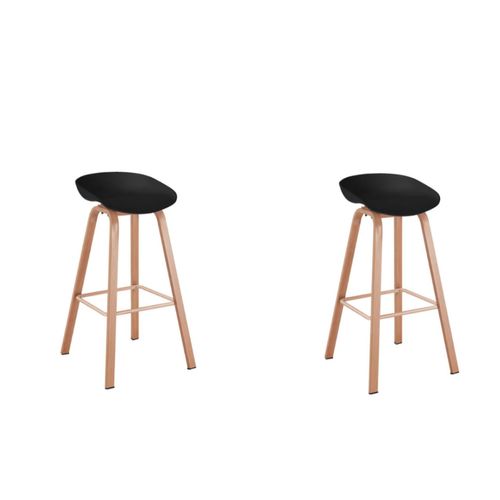 Kit de Dos Sillas Bar Dary, Negro y Café Claro, con base metal y diseño moderno