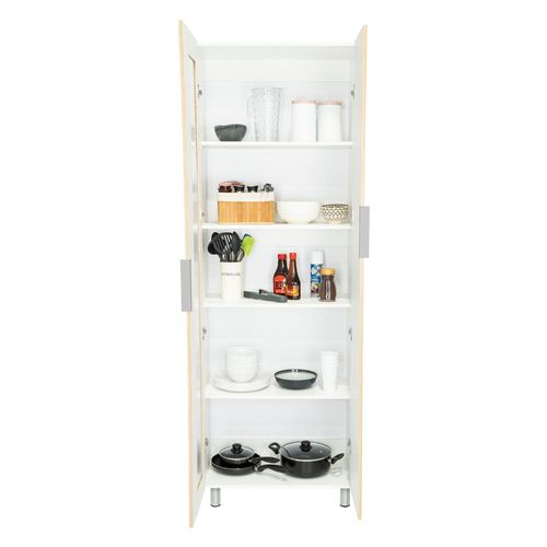 Alacena Diamante, Blanco y Beige, Amplios Espacios Para Guardar Alimentos y Electrodomésticos