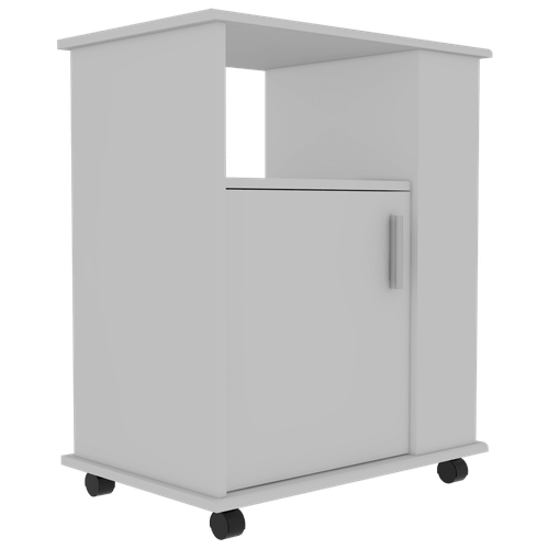 Módulo Microondas Lower, Blanco, con Una Puerta Abatible y Rodachinas Para Su Fácil Desplazamiento