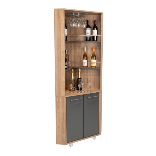 Bar Polinesio, Miel y Plata Oscuro, con Espacio Para Botellas y Copas