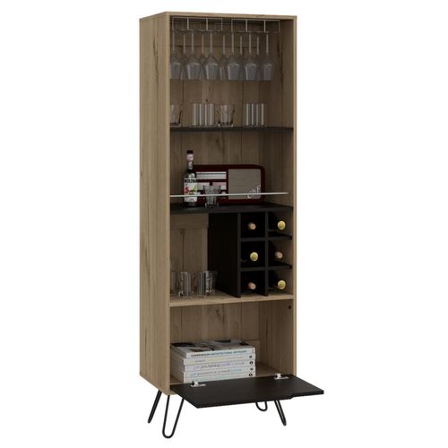 Bar Alto Cleo, Café Claro y Wengue, con Con Espacio Para Porta Vasos y Botellas