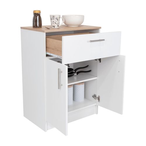Organizador Multiusos Deneb, Blanco y Café Claro, con Dos Puertas Batientes