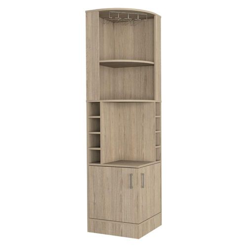Bar Esquinero Ascher, Beige, con Dos Puertas y Porta Copas
