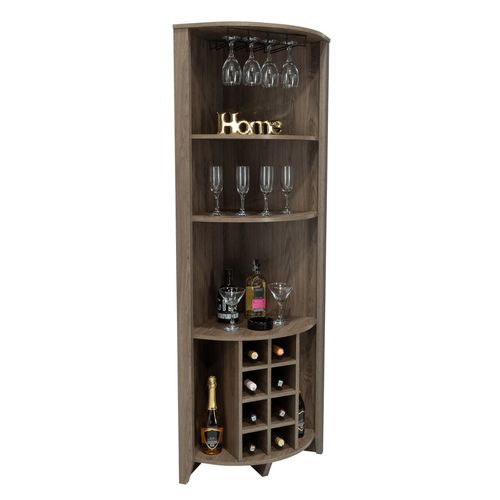 Bar Esquinero Sarume, Chocolate, Con Amplio Espacio de Almacenamiento y Porta Copas
