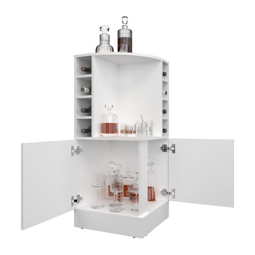 Bar Bajo Jake, Blanco, con espacio para organizar licores
