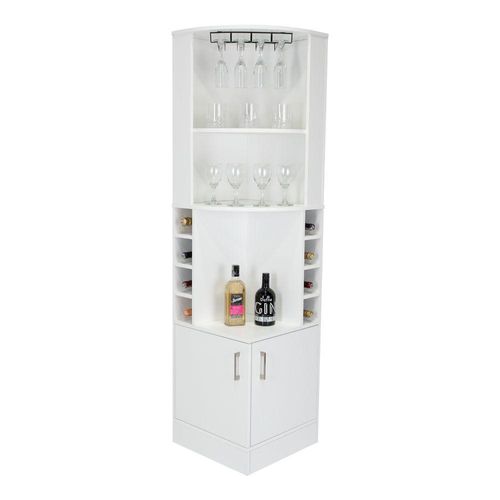 Bar Esquinero Celeste, Blanco Nevado, con Dos Puertas y Espacio Porta Copas