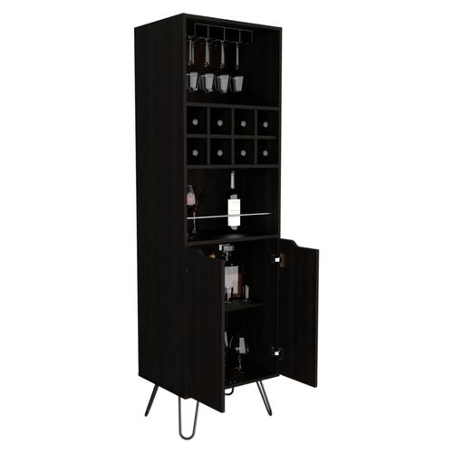 Bar Salek, Wengue, con Espacio Para Botellas y Portacopas