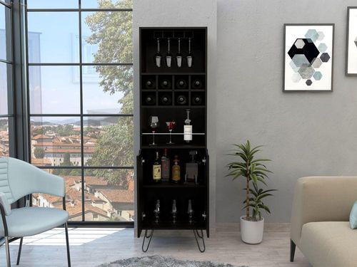 Bar Salek, Wengue, con Espacio Para Botellas y Portacopas