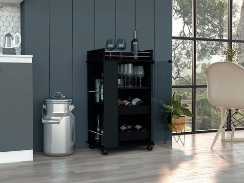 Bar Spirit, Wengue, con Amplios Espacios Para Ubicar Copas y Botellas