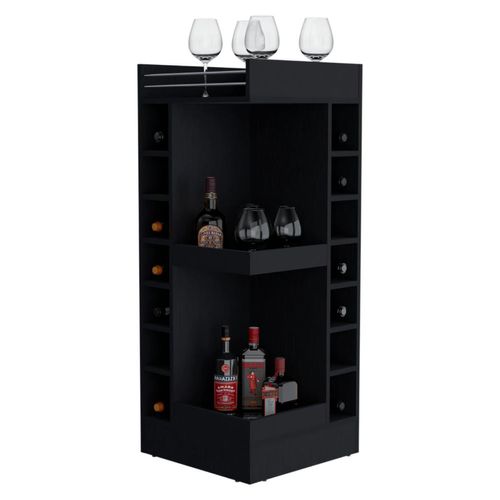 Bar Bajo Esquinero Lym, Wengue, con espacio para ubicar botellas