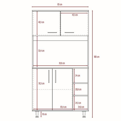 Alacena Everton, Blanco, con Cuatro Puertas y Patas de Acero