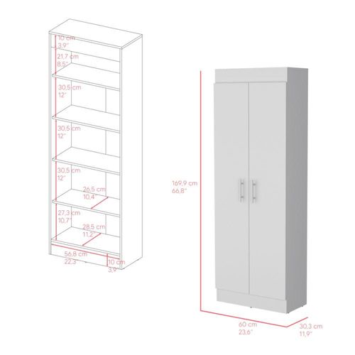 Alacena Nepal, Blanco, Cuenta con Cinco Entrepaños y Dos Puertas Batientes