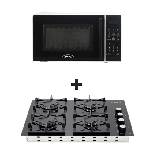 Combo Recetas rápidas: Estufa de empotrar Cristal 60X43 cm GN + Horno microondas 0.7 lts Blanco