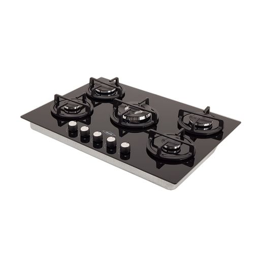 Estufa de empotrar cristal Haceb con fogón triple corona color plata de 76cm a gas propano