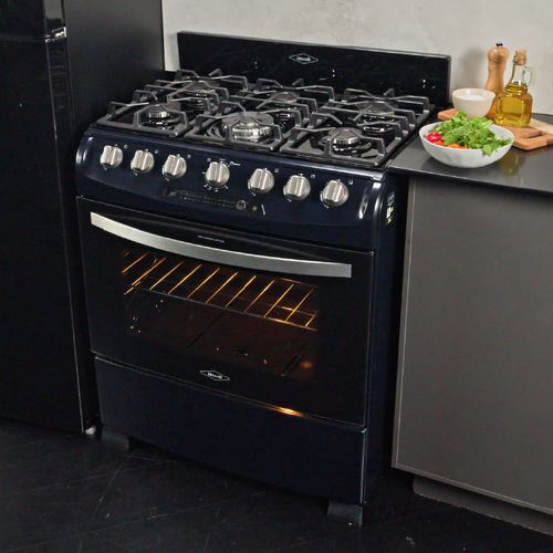 Estufa de piso en cristal haceb de 76 cm gas natural azul
