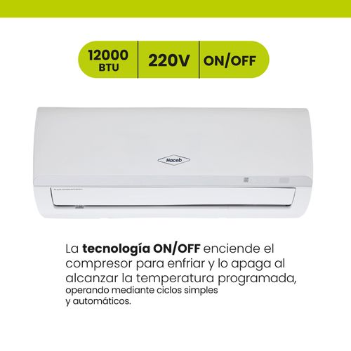 Aire Acondicionado On - Off Baru Haceb 12000 BTU 220 V