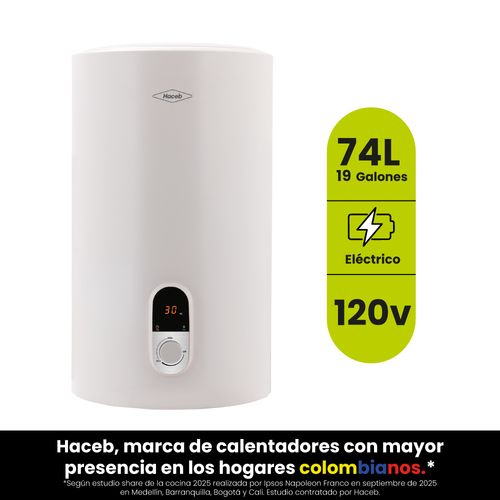Calentador 74 L u 19 gal acumulación eléctrico 120 V blanco Haceb