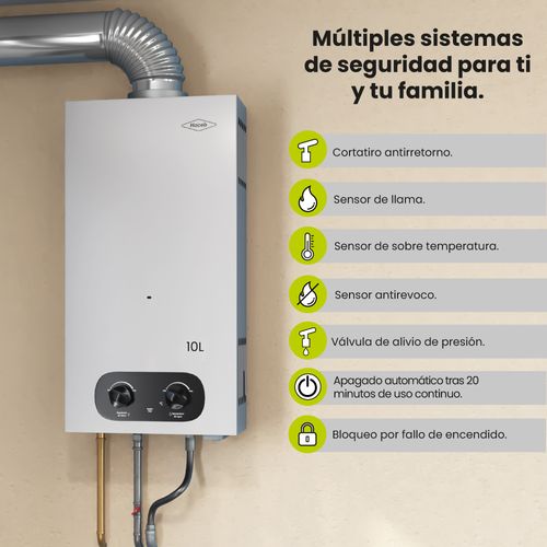 Calentador paso tiro natural 10 L gas natural blanco Haceb