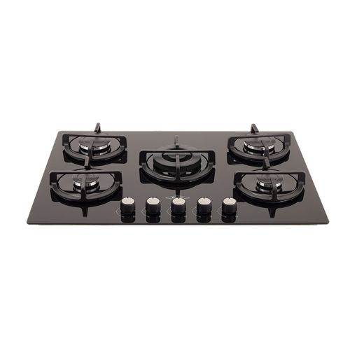 Estufa de empotrar cristal Haceb con fogón triple corona color negro de 76cm a gas natural