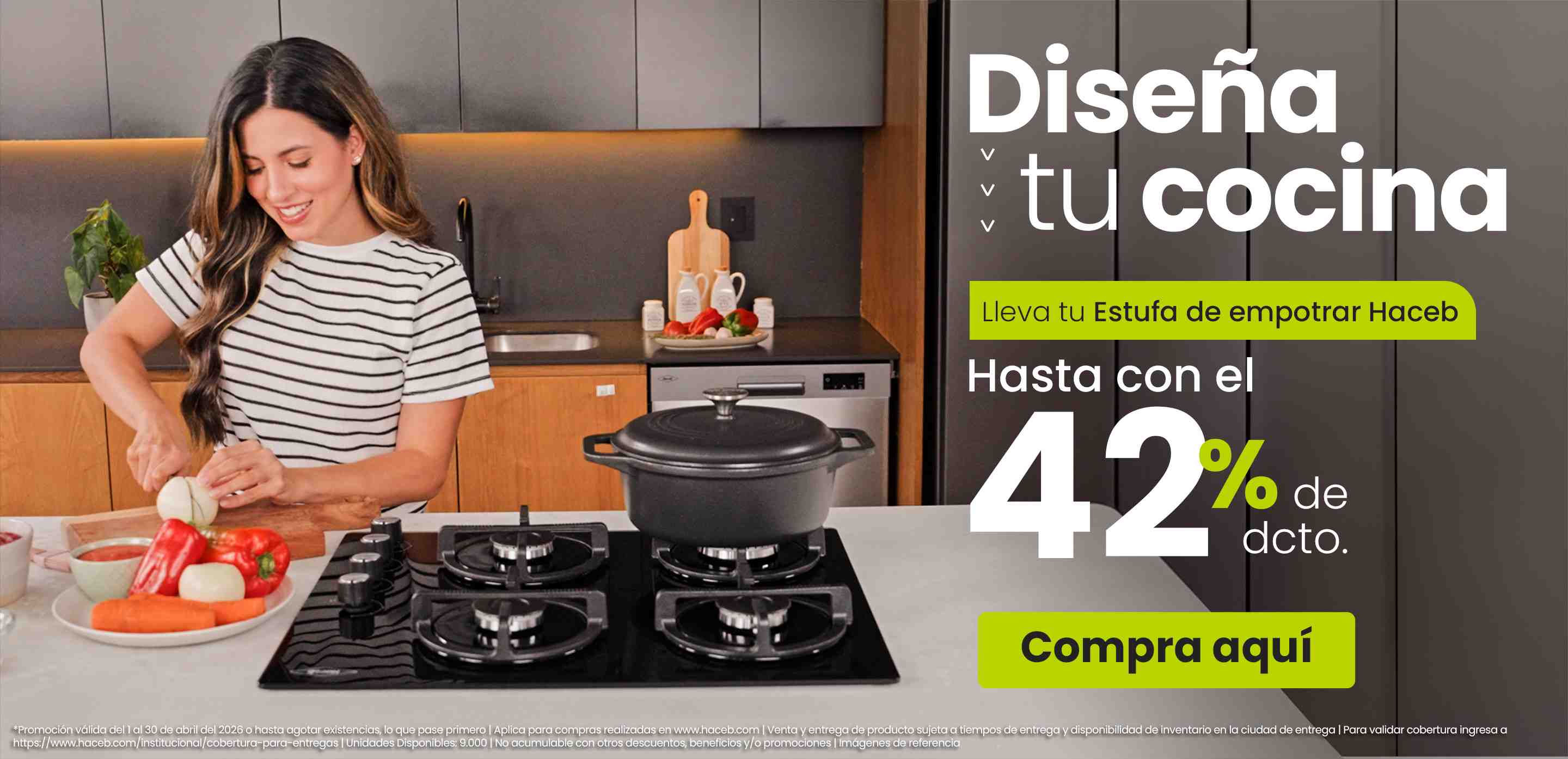 Diseña tu cocina. Lleva tu Estufa de empotrar Haceb hasta con el 42% de dcto