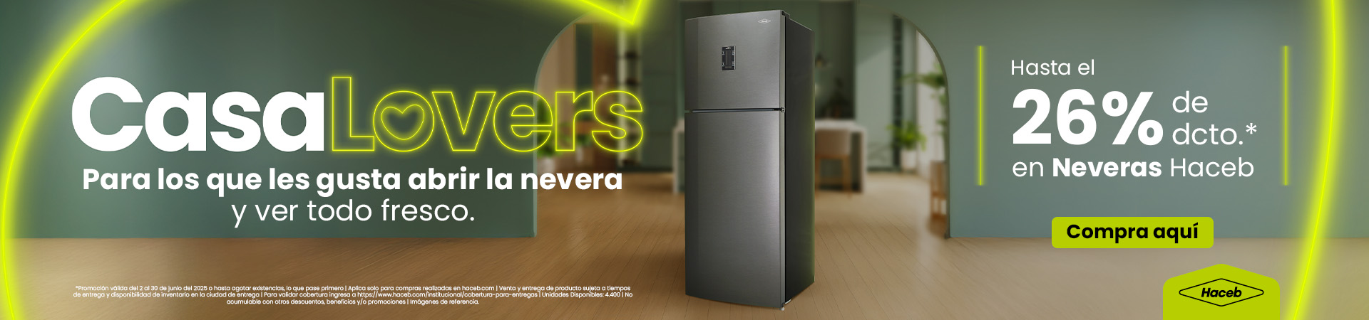 Hasta 26% de descuento en Neveras Haceb
