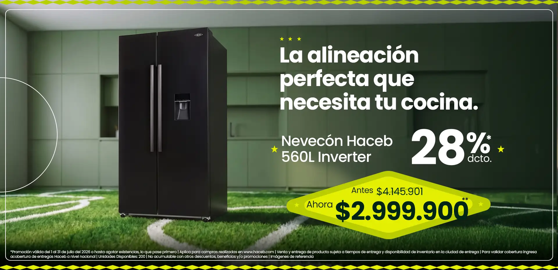 La alineación perfecta que necesita tu cocina.. Nevecón Haceb 560L Panel Digital Negro. 28% de dcto. Antes $4.145.901. Ahora: $2.999.900