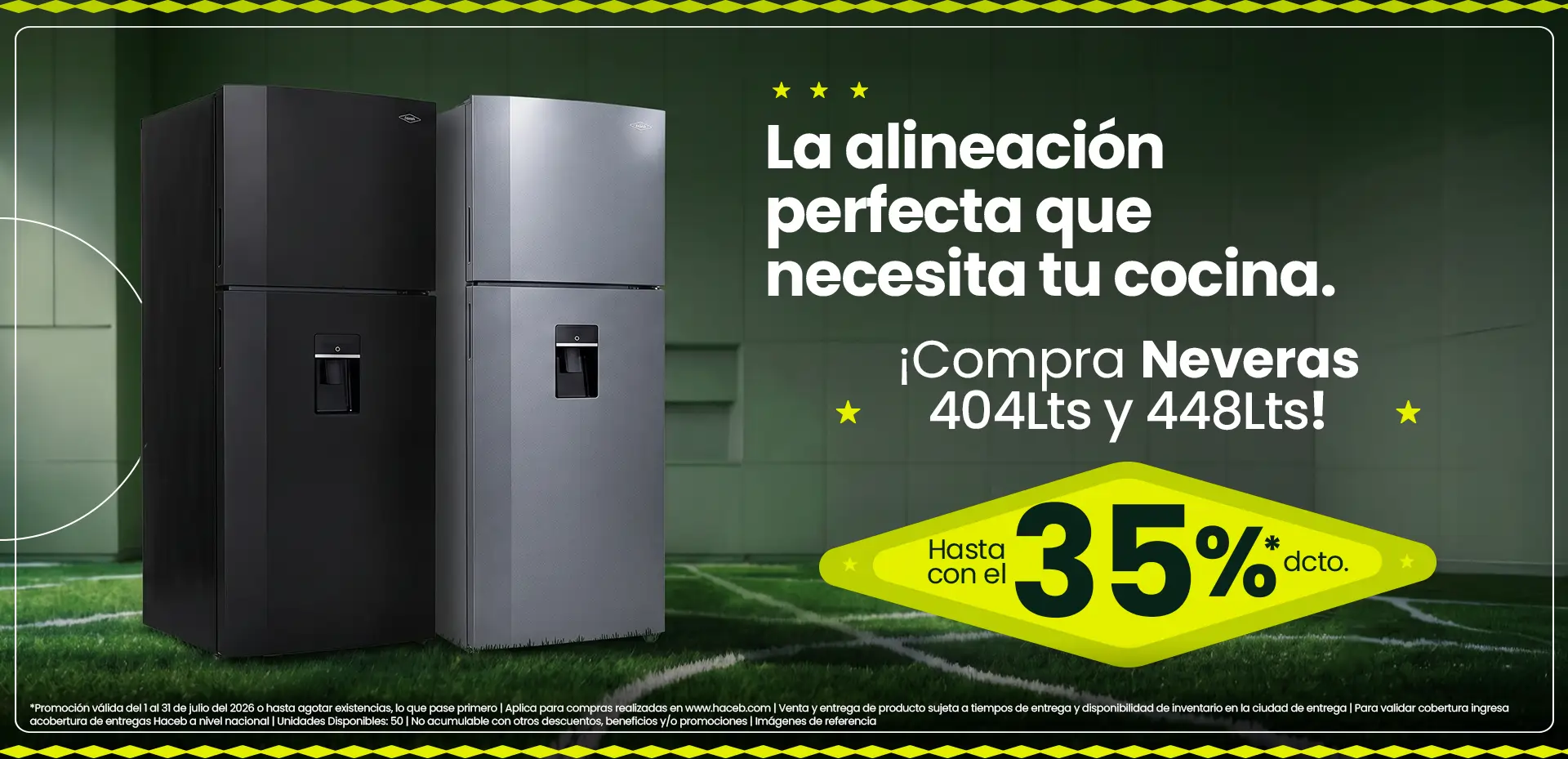 Diseña tu cocina. Lleva tu neveras 404 y 448 Haceb hasta con el 15% de dcto.