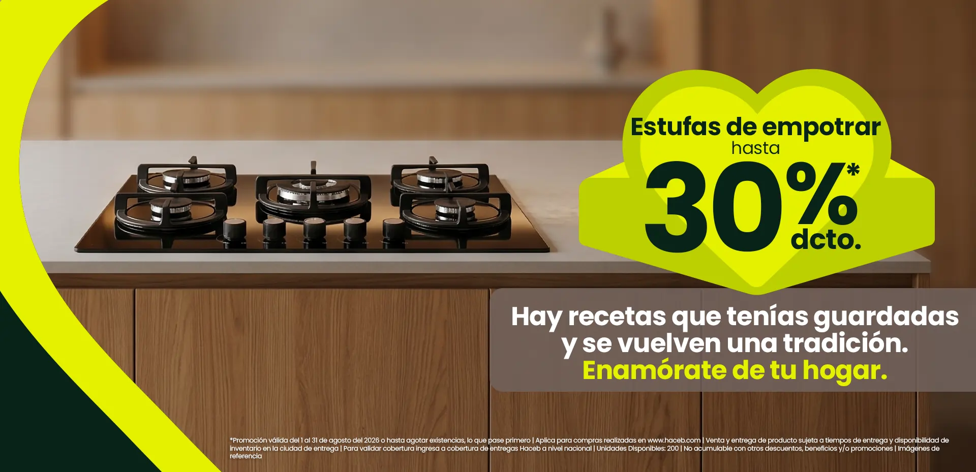 Lleva estufas de empotrar Haceb hasta con el 30% de dcto. Compra aquí